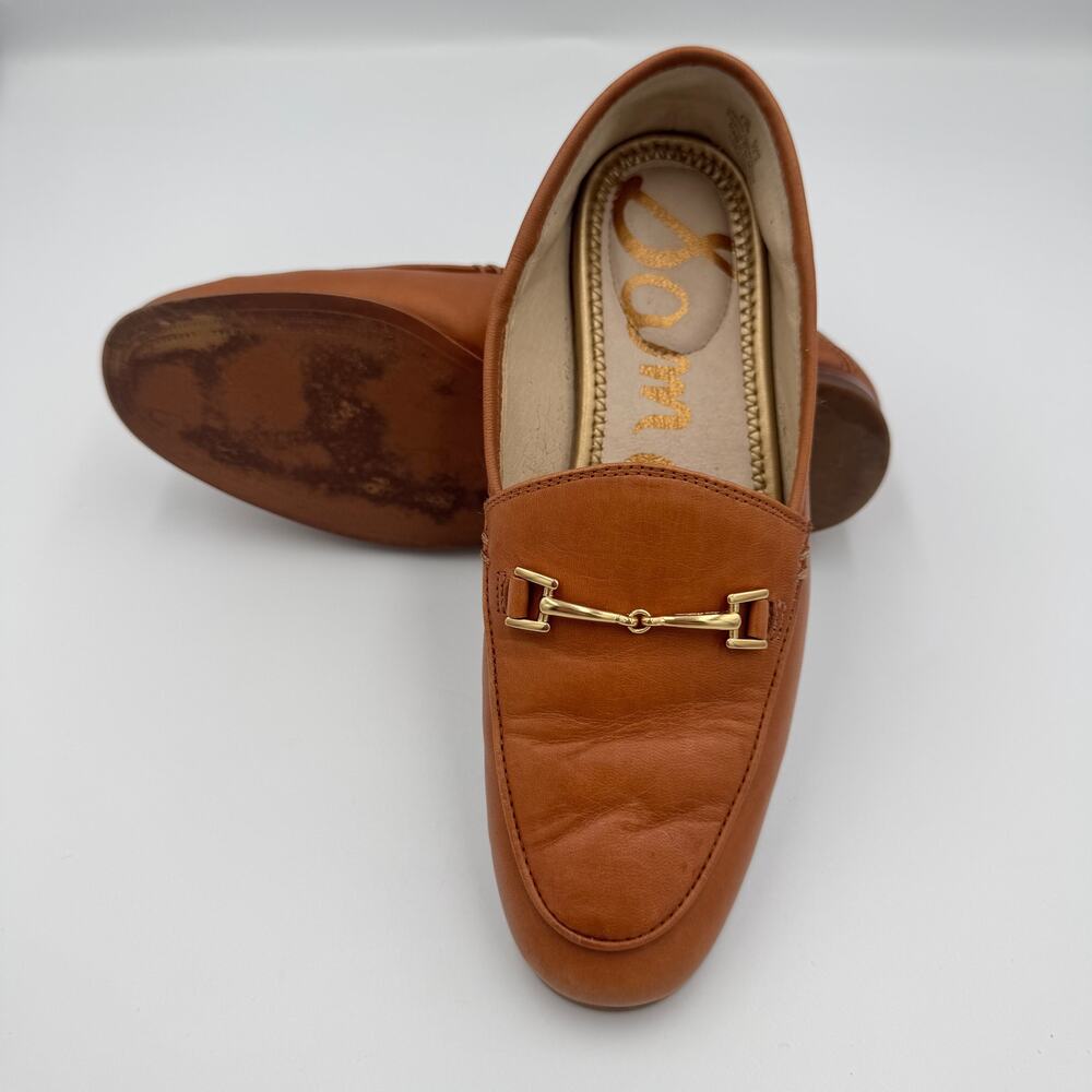 Sam Edelman Loraine Horsebit Loafer Saddle Tan Leather 4.5 EU 34.5 Old Money - Picture 15 of 16